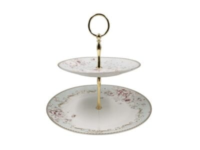 Πιατέλα 2όροφη Πορσελάνης Floral Paris Roses 27x24cm