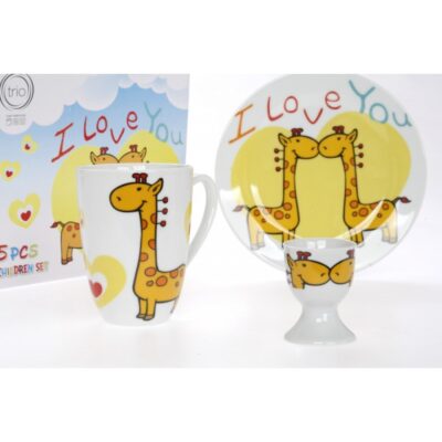 Παιδικό Σετ Φαγητού Πορσελάνη 5 τεμαχίων Cryspo Trio I Love You