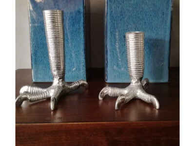 Κηροπήγιο ασημί πόδι κόκορα 13cm