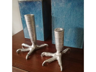 Κηροπήγιο ασημί πόδι κόκορα 13cm