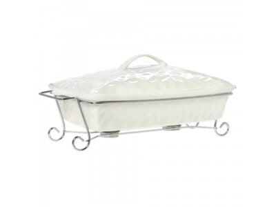 Πυρίμαχη Γάστρα Ορθογώνια Πορσελάνη 42εκ με Βάση – Punto Cryspo Trio