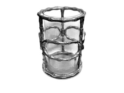 Διακοσμητικό Στρογγυλό Φανάρι Ασημί Μεταλλικό 19x28εκ.