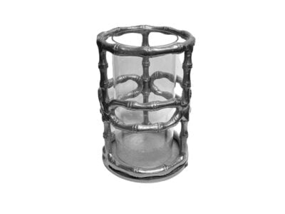 Διακοσμητικό Στρογγυλό Φανάρι Ασημί Μεταλλικό 15x21εκ.