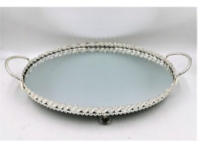 Δίσκος Οβαλ Με Καθρέπτη Μεταλλικός Ασημί Ν663C