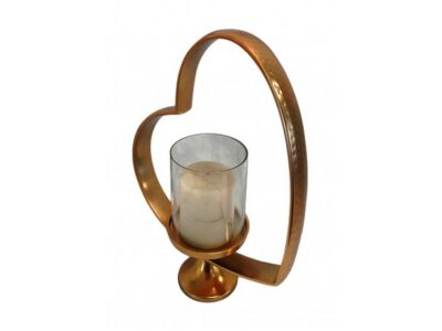 Κηροπήγιο Μεταλλική Χρυσή Καρδιά 32 εκ.