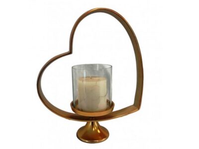 Κηροπήγιο Μεταλλική Χρυσή Καρδιά 32 εκ.