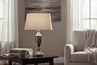 Λάμπα Επιτραπέζια Μεταλλική Μπρονζέ Βάση 58 εκ. K-34652