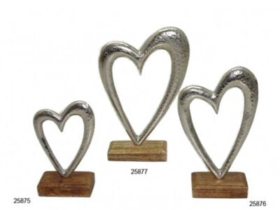 Μεταλλική Διακοσμητική Καρδιά σε Ξύλινη Βάση 10x16cm