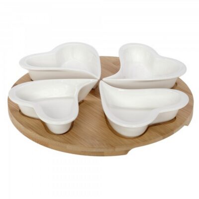 ornteviera_Bamboo_Lotos_Cryspo_Trio_6046_domumart.jpg Cryspo Trio Ορντεβιέρα Πορσελάνης 4 Θέσεων Καρδιά Με Βάση Lotos Bamboo 65.000.131