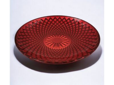 Castello Red Πιατέλα-Φρουτιέρα Γυάλινη βαθιά Κόκκινο Χρώμα 32 x 4 εκ