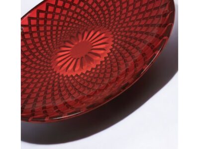 Castello Red Πιατέλα-Φρουτιέρα Γυάλινη βαθιά Κόκκινο Χρώμα 32 x 4 εκ