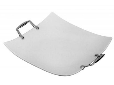 Πιατέλα λευκή μεταλλικές λαβές 10592-11L