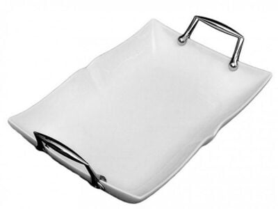 Πιατέλα λευκή μεταλλικές λαβες 12597-15L