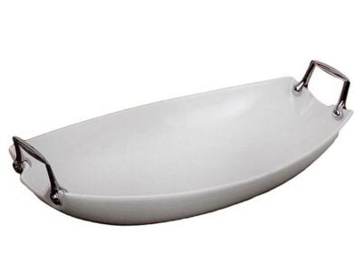 Πιατέλα λευκή μεταλλικές λαβες 12477-4L