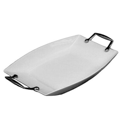 Πιατέλα λευκή μεταλλικές λαβες 12515-8L