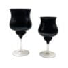 Σετ 2 Τεμαχίων Γυάλινα Μαύρα Κηροπήγια 30 & 25 εκ.