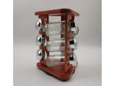 Ξύλινη Θήκη Για Μπαχαρικά Με Περιστρεφόμενη Βάση 9τεμ