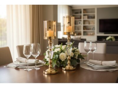METAL_CANDLEHOLDERS-WITH-GOLD_GLASS-domumart.gr