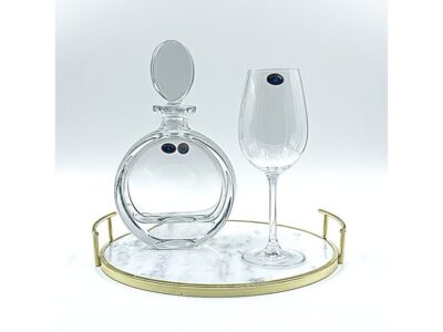 Δίσκος Γάμου Χρυσός Μεταλλικός με Μάρμαρο 30cm