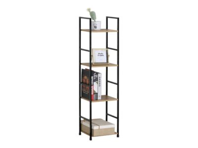 Βιβλιοθήκη 4 Ράφια Μαύρη 30x24x112εκ.| Domumart.gr