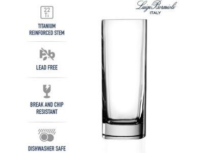 Set-6-Highball-Glasses-Elegant-Square-Luigi-Bormioli-Strauss